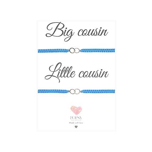 Sterling Silver Cousin Bracelets - Personalized Family Jewelry Gifts for Big & Little Cousins - Birthday Present for Her - Perfect for Family Reunions, Holidays & Special Occasions