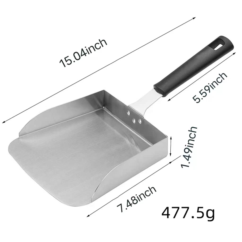 Premium Stainless Steel Griddle Scraper & Spatula Set - Heavy Duty Flat Top Grill Accessories for Burgers, Pancakes, Stir Fry - Commercial Grade Food Turner & Scoop for Professional Kitchens & Outdoor BBQ