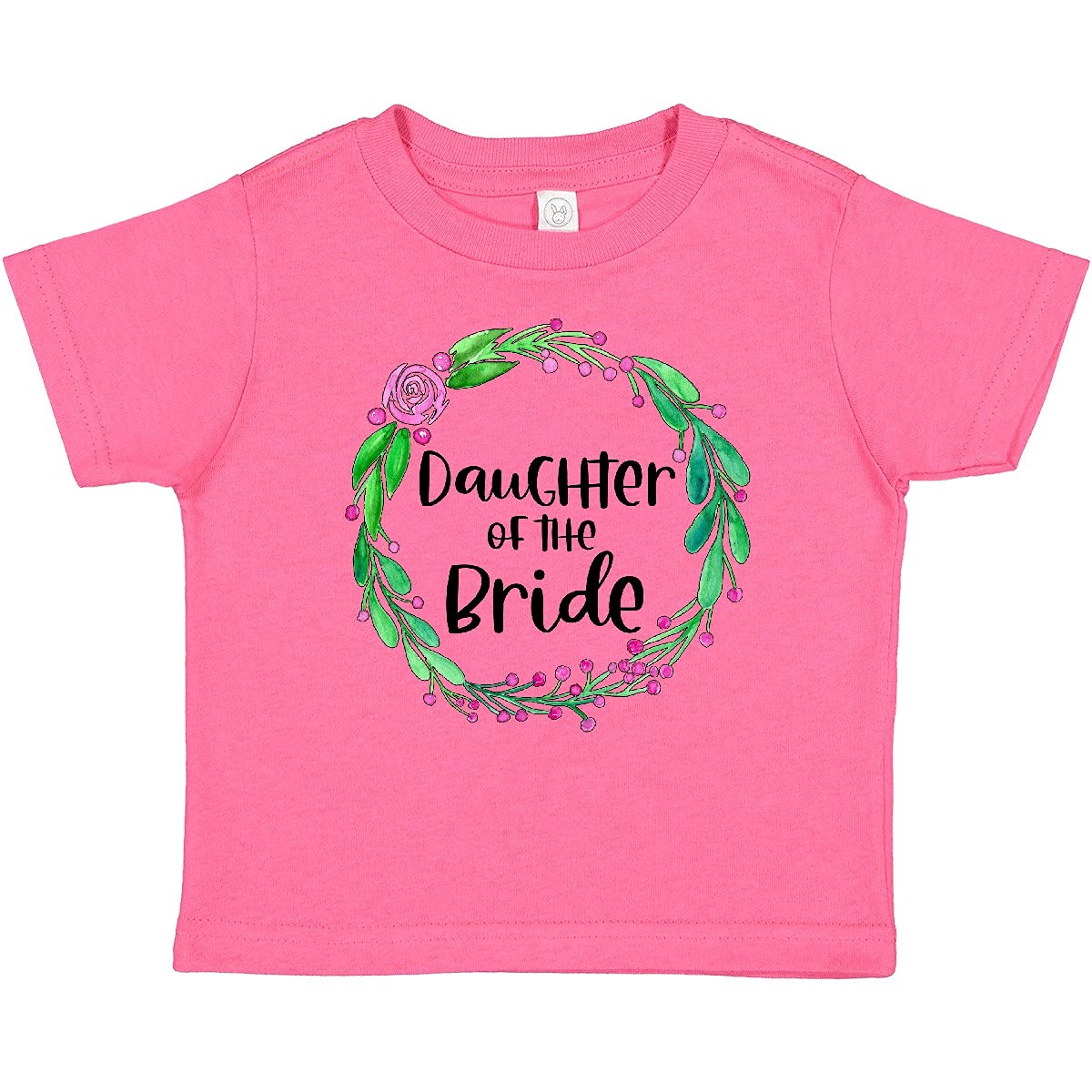 Daughter of The Bride Rose Wreath Baby T-Shirt | Cute Floral Wedding Outfit for Toddler Girls | Perfect for Bridal Showers, Weddings & Family Photos
