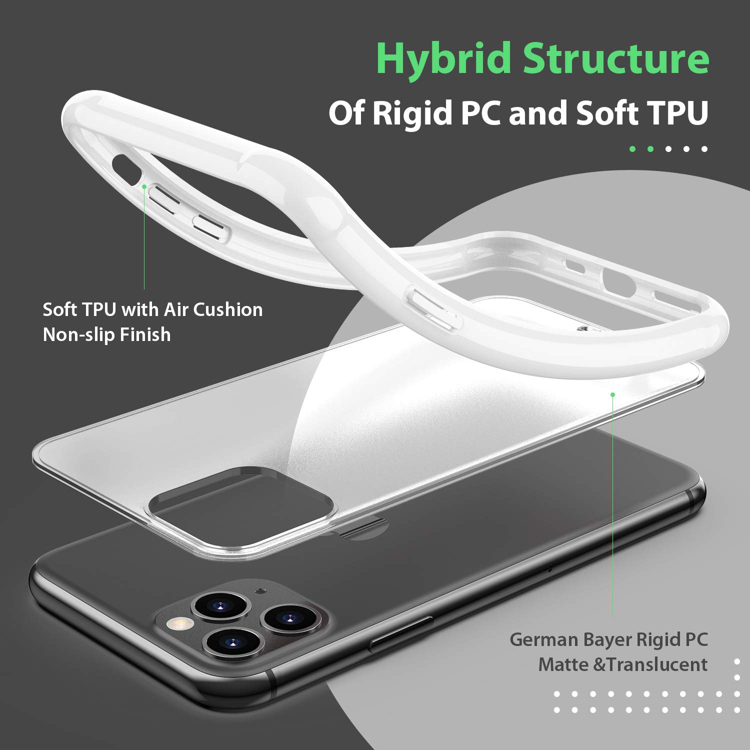 ORIbox iPhone 11 Pro Max Case - Translucent Matte White with Soft Edges, Slim Lightweight Protective Cover for iPhone 11 Pro Max - Perfect for Everyday Use, Work, School & Travel