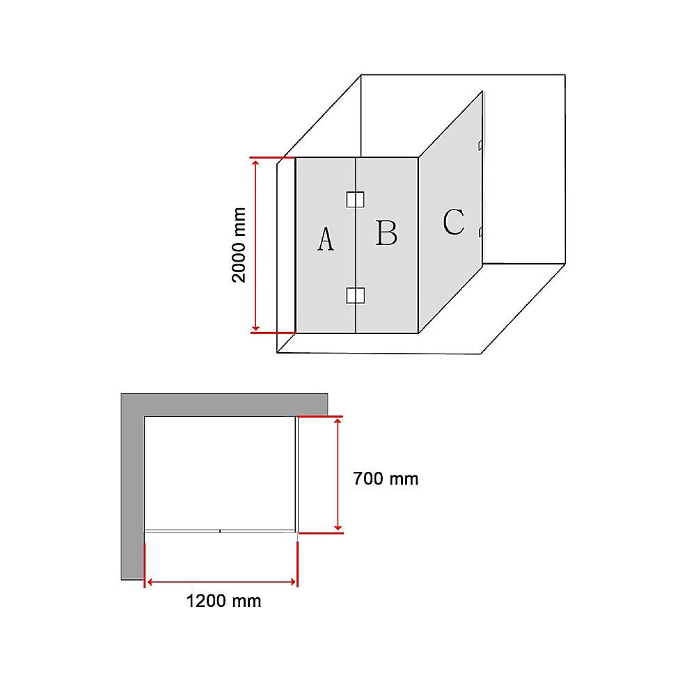 10mm Frameless Glass Shower Screen 1200 x 700mm by Della Francesca - Perfect for Modern Bathroom & Spa Style Walk-in Showers