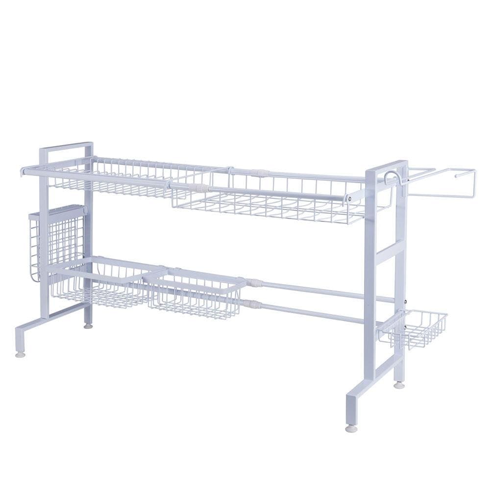 2-Tier Expandable Over the Sink Dish Drying Rack - Space Saving Kitchen Organizer for Dishes, Utensils & Sponges - Perfect for Small Kitchens, Apartments & RVs