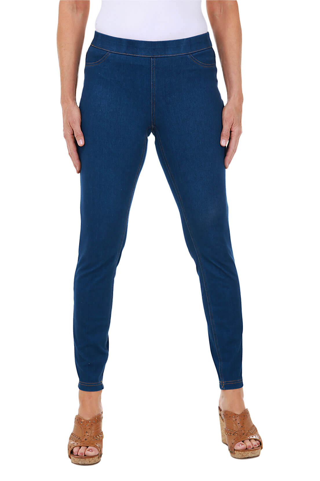 Women's Stretch Pull-On Ankle Jeggings - Comfortable High Waist Denim Leggings for Casual Wear & Everyday Outfits