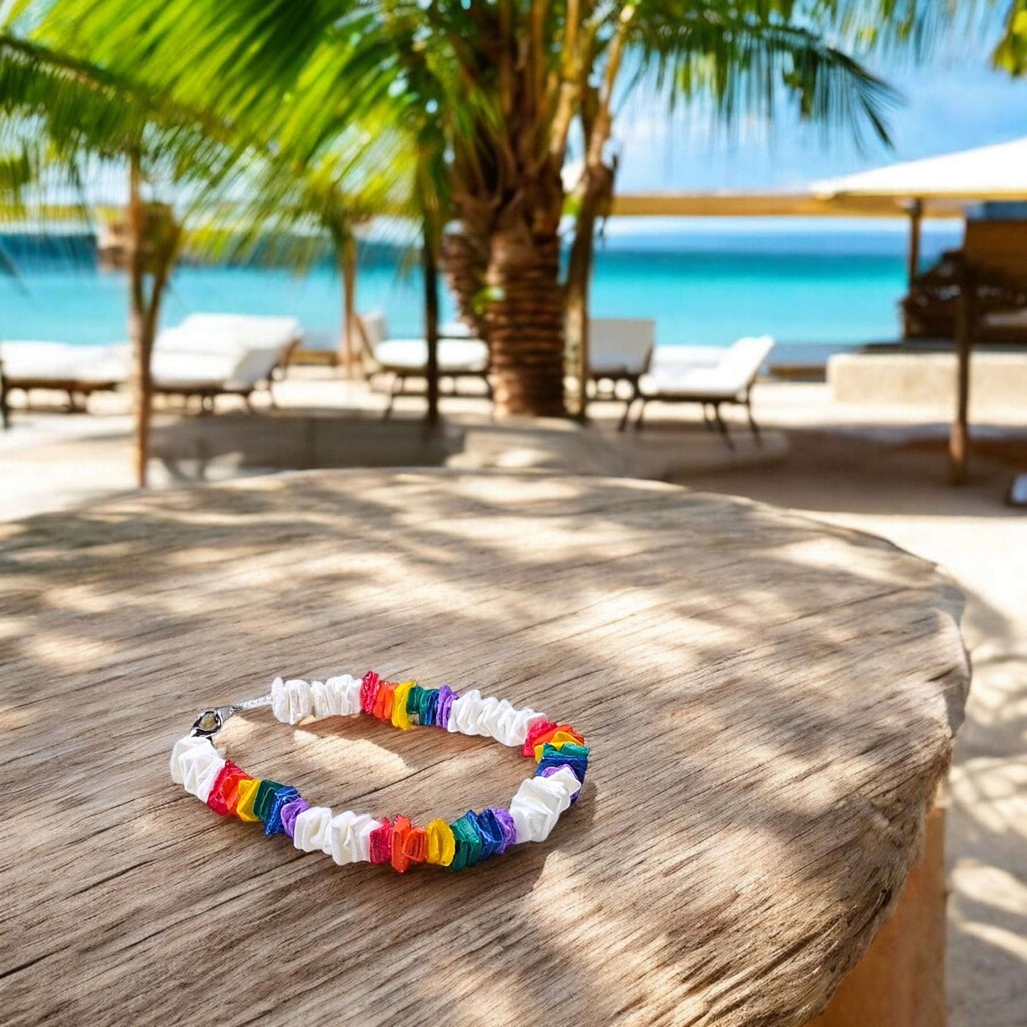 BlueRica Puka Shell Chips Necklace & Anklet Set - Natural Beach Jewelry for Women, Boho Style Shell Beads Accessories | Perfect for Summer Vacation, Beach Party, and Festival Outfits