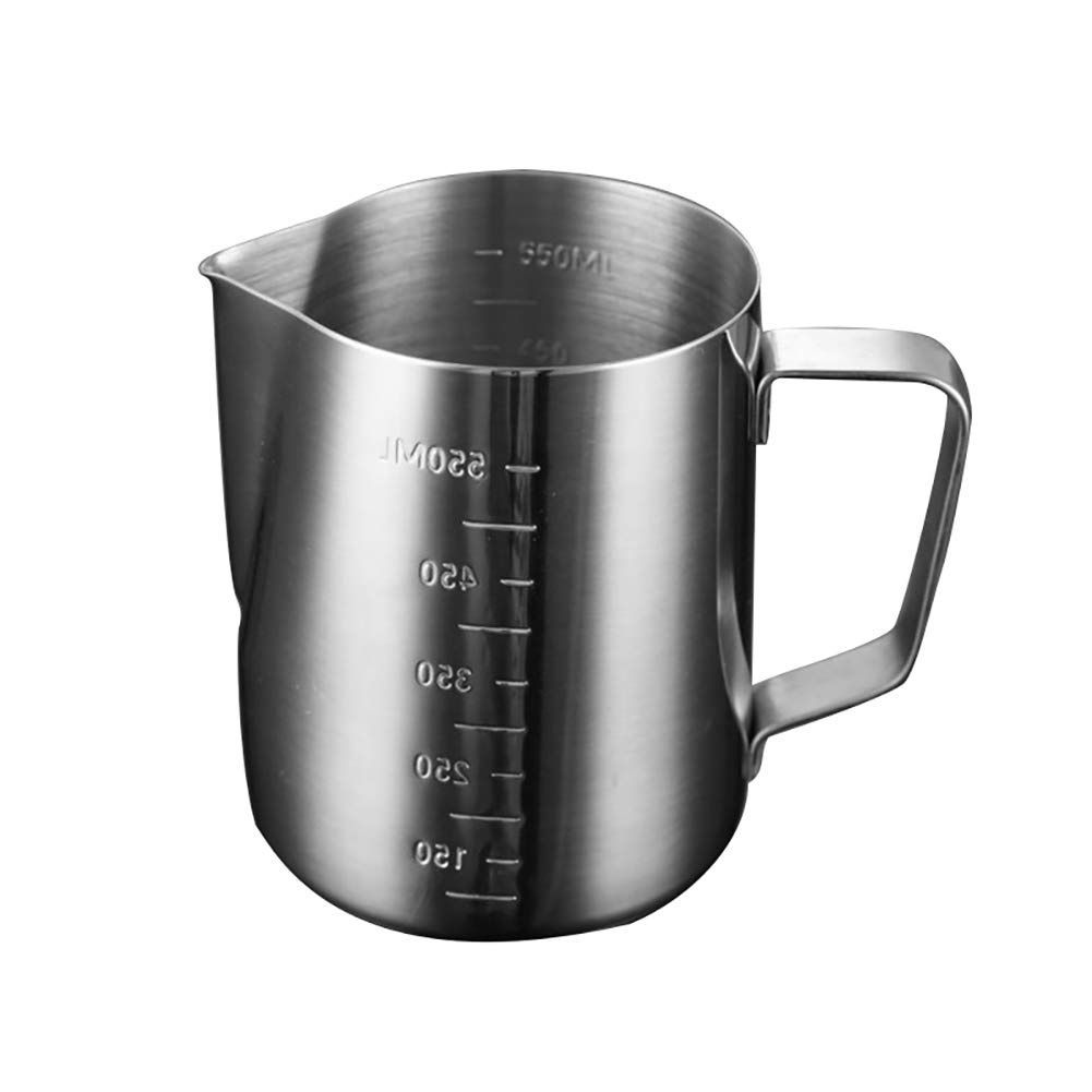 Premium Stainless Steel Espresso Coffee & Milk Frothing Cup with Sharp Spout - 350ml Measuring Scale Cup for Barista & Home Brewing - Perfect for Latte Art, Cappuccino & Coffee Measurements