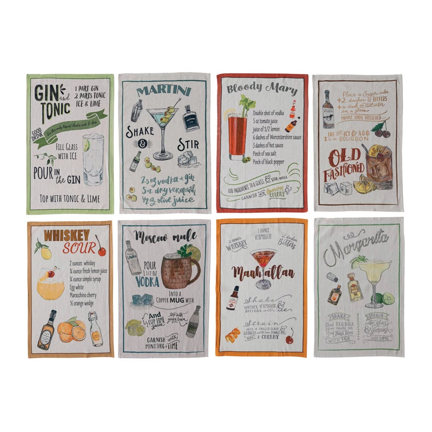 Cocktail Recipe Towel - Premium Bar Towel for Mixing Drinks, Cocktail Making, and Kitchen Use - Perfect for Bartenders, Home Bars, and Entertaining