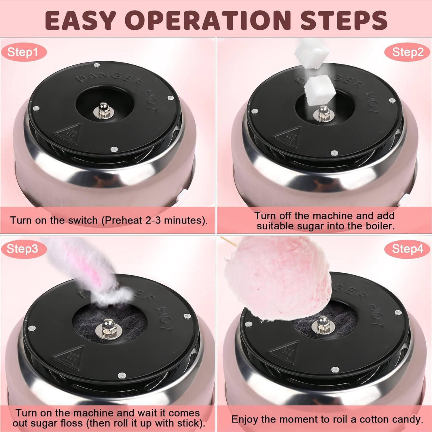 Best Cotton Candy Machine for Kids - Portable Mini Electric Candy Floss Maker with 10 Bamboo Sticks & Sugar Scoop - Perfect for Home, Birthday Parties, Family Gatherings & Christmas Gifts - Fun Treat Maker for Carnivals, Events & DIY Desserts