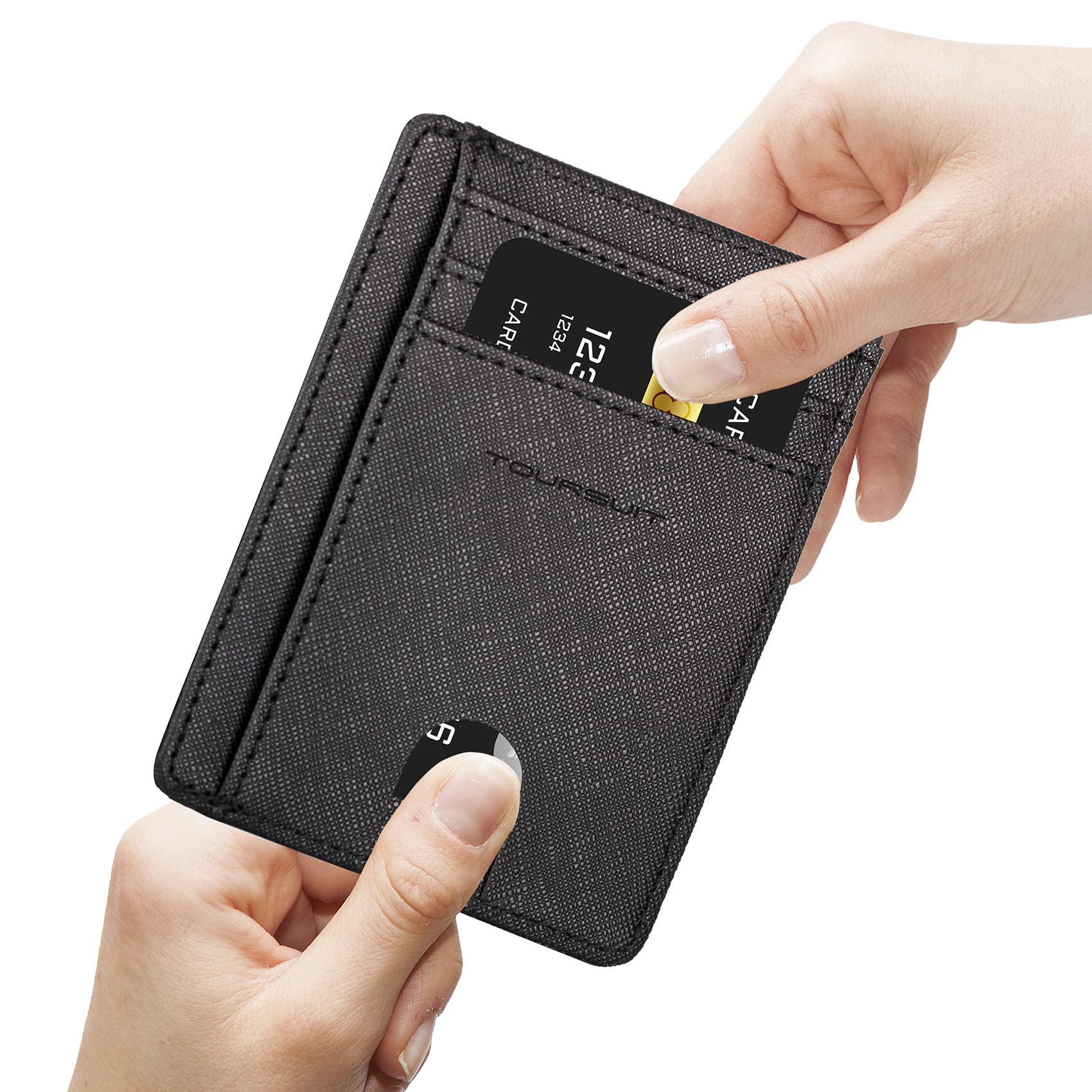 TOURSUIT Slim RFID Blocking Travel Wallet for Men & Women - Minimalist Front Pocket Credit Card Holder (Cross Black) - Perfect for Airports, Commuting & Daily Use
