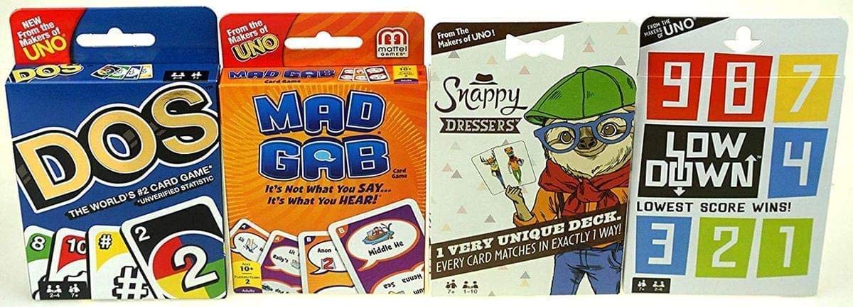 Mattel Games 8-in-1 Card Games Mega Pack - Uno, Phase 10, DOS, Mad Gab & More | Family Game Night, Travel Entertainment & Party Games Collection