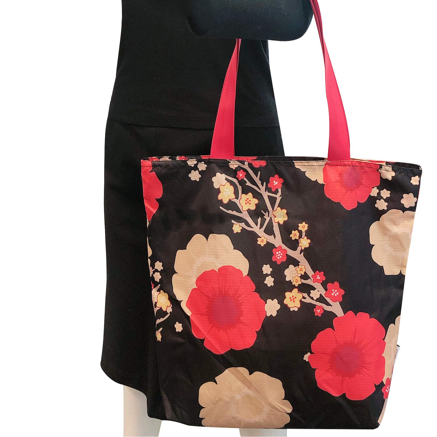 Allydrew Foldable Lightweight Tote Bag - Durable Ripstop Polyester Reusable Shopping Bag for Women & Men - Perfect for Travel, Gym, Beach, Work & Everyday Use