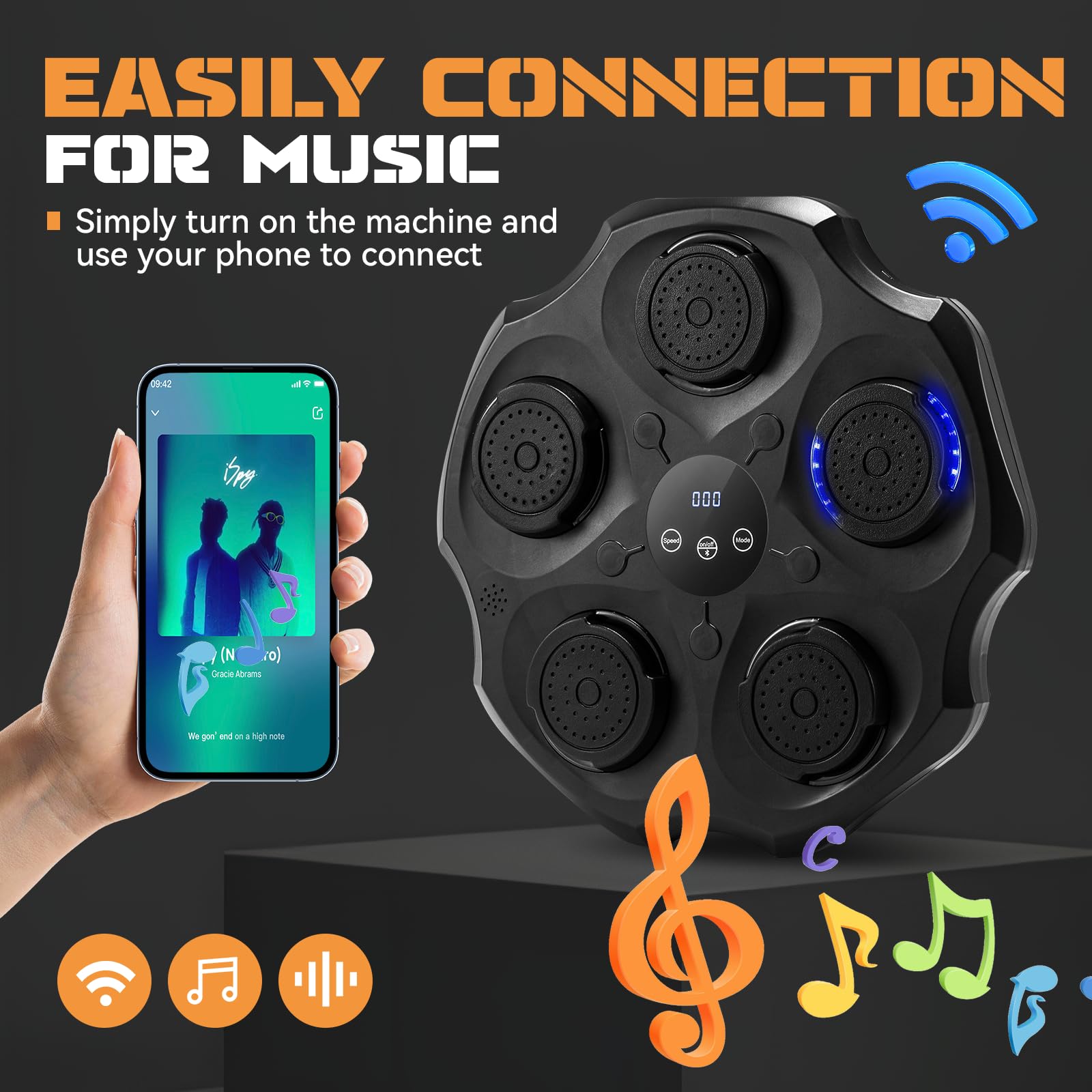 Upgraded Music Boxing Machine with LED Display & Adjustable Sound Effects - Punching Bag for Home Gym, Kids & Adults Training - Wall Mounted Boxing Equipment with Gloves - Perfect for Fitness, Stress Relief & Cardio Workouts