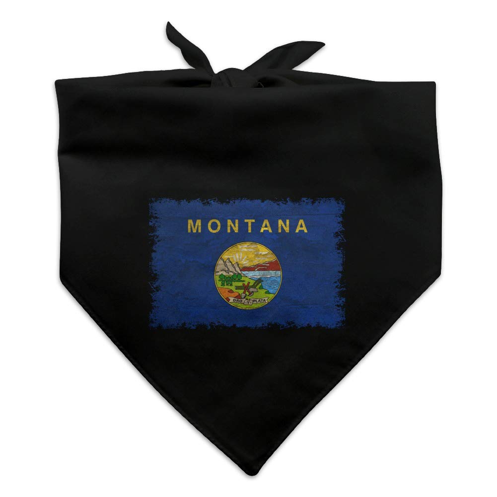 Vintage Montana State Flag Distressed USA Dog Bandana - Patriotic Pet Bandana for Dogs, Comfortable & Stylish Dog Accessory - Perfect for Outdoor Adventures, Hiking, and 4th of July Celebrations