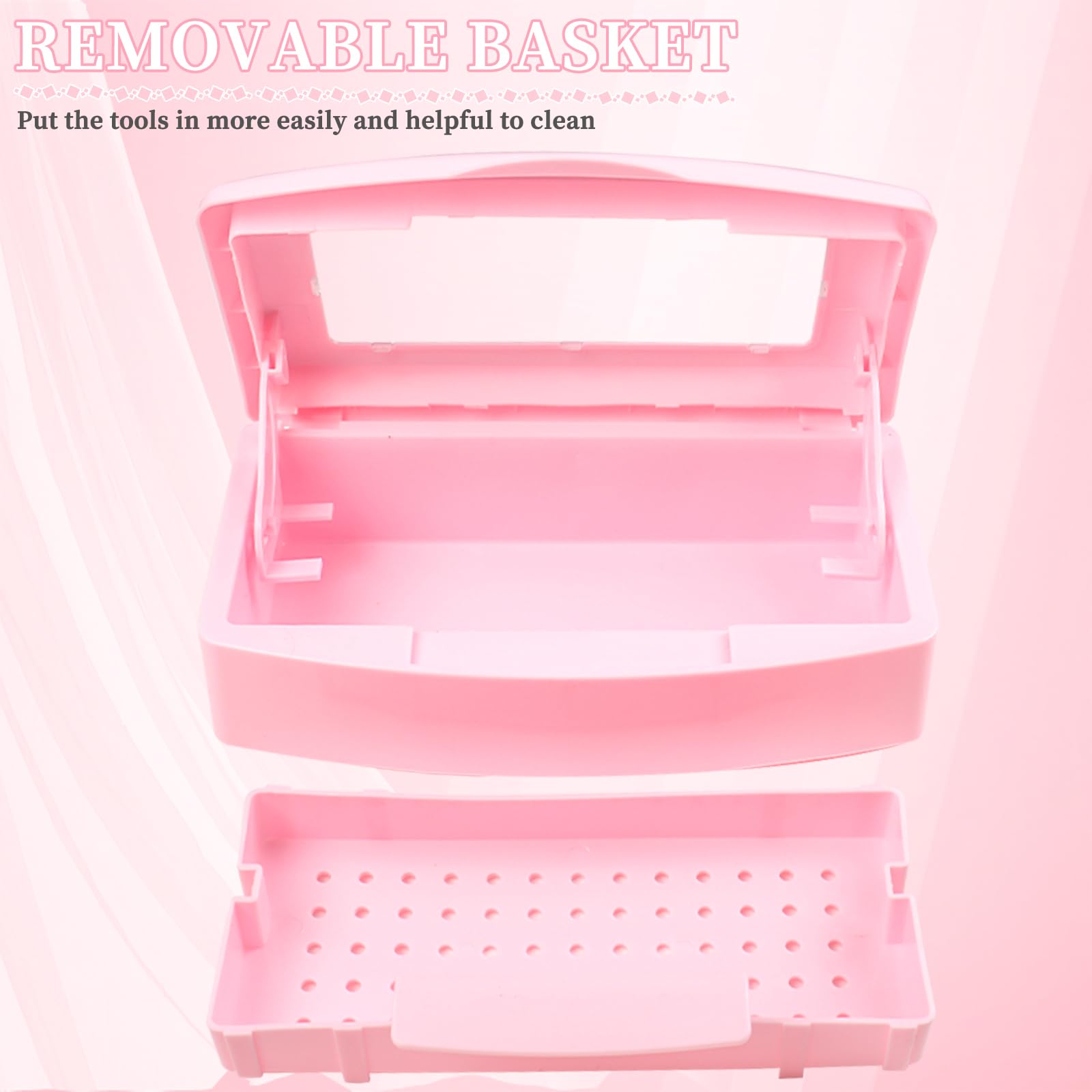 UV Nail Tool Sterilizer Box - Professional Plastic Sterilization Tray for Salon & Spa Equipment - Sanitizing Storage Organizer for Nail Clippers, Tweezers, Eyelash Extensions & Manicure Tools (Pink) - Perfect for Nail Salons, Beauty Spas & Home Manicure Kits