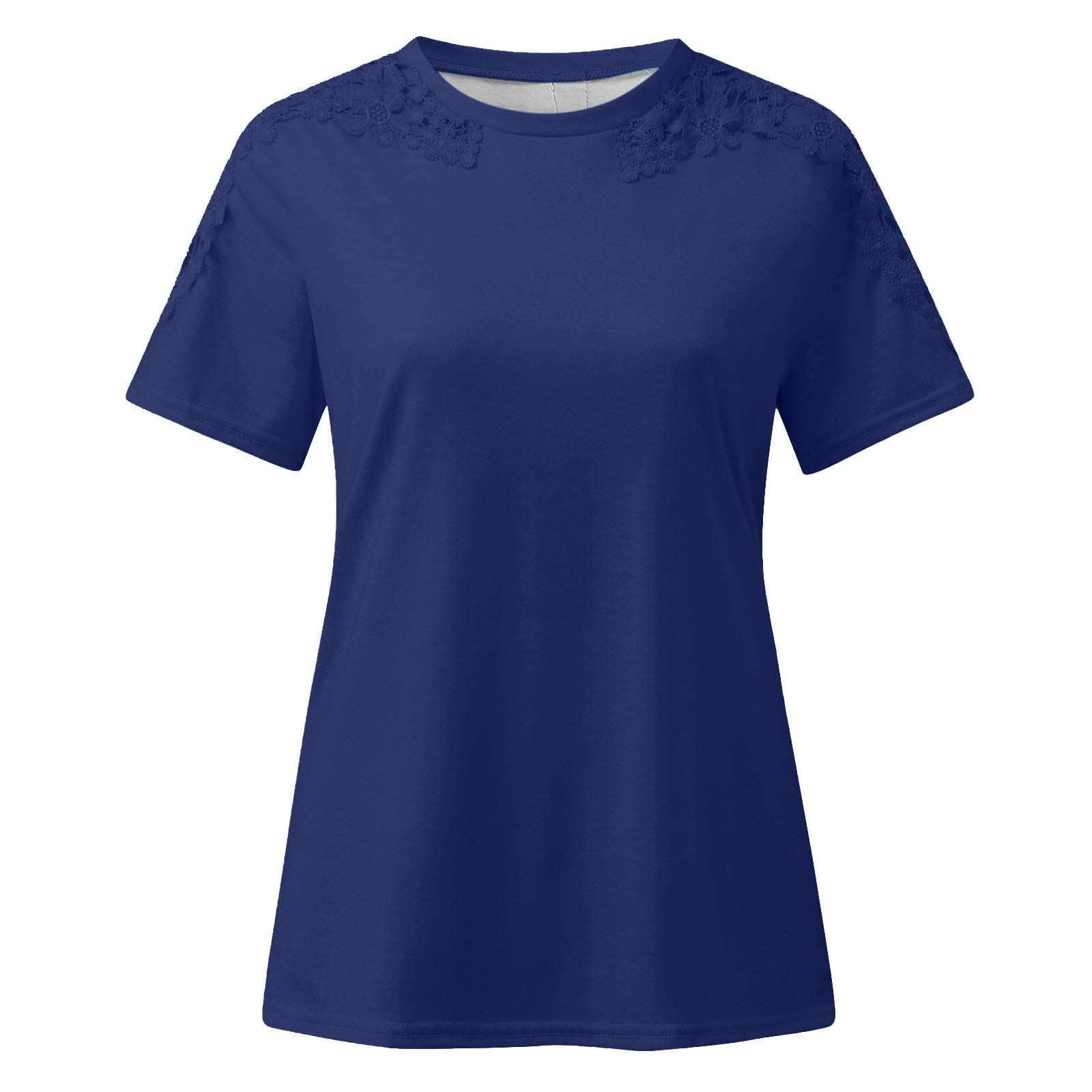 Lace Short Sleeve Blouses - Women's Crew Neck T-Shirts for Summer | Casual Comfort Top for Everyday Wear, Date Night & Office Outfits