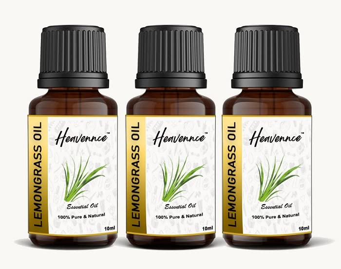 Heavennce Lemongrass Essential Oil - 100% Pure for Hair & Skin Care, Aromatherapy, Diffuser, Massage | Pack of 3 (30ml Each) | Perfect for Relaxation, Stress Relief & Home Spa