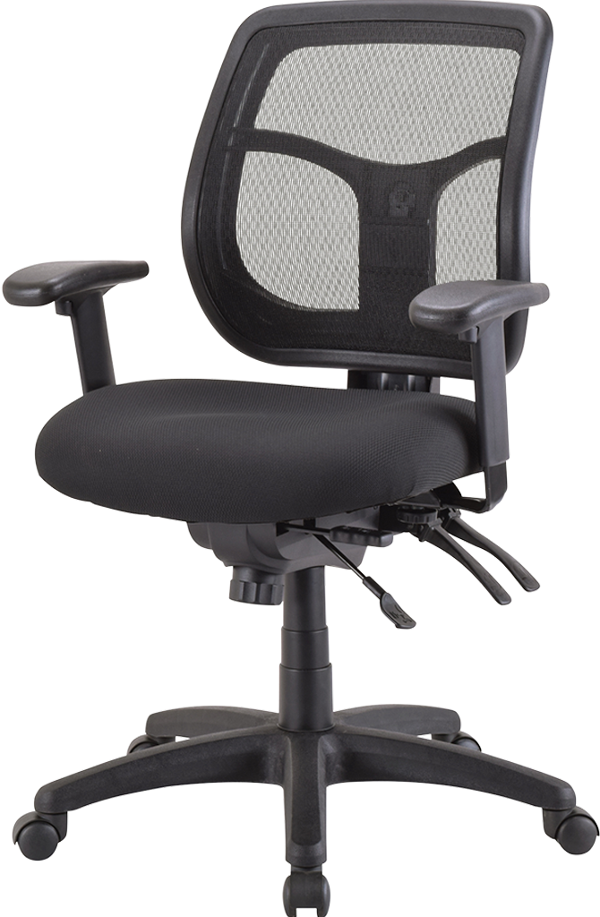 Eurotech Apollo Multi-Function Swivel Office Chair with Mesh Back & Fabric Seat - Black (Model MFT9450) - Ergonomic Desk Chair for Home & Office Workspaces