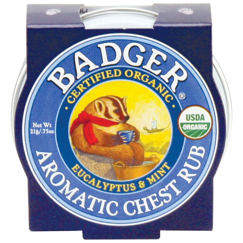 Badger Aromatic Chest Rub - Natural Chest Balm for Cough & Congestion Relief - Made with Organic Ingredients - Perfect for Cold & Flu Season, Nighttime Comfort & Respiratory Support