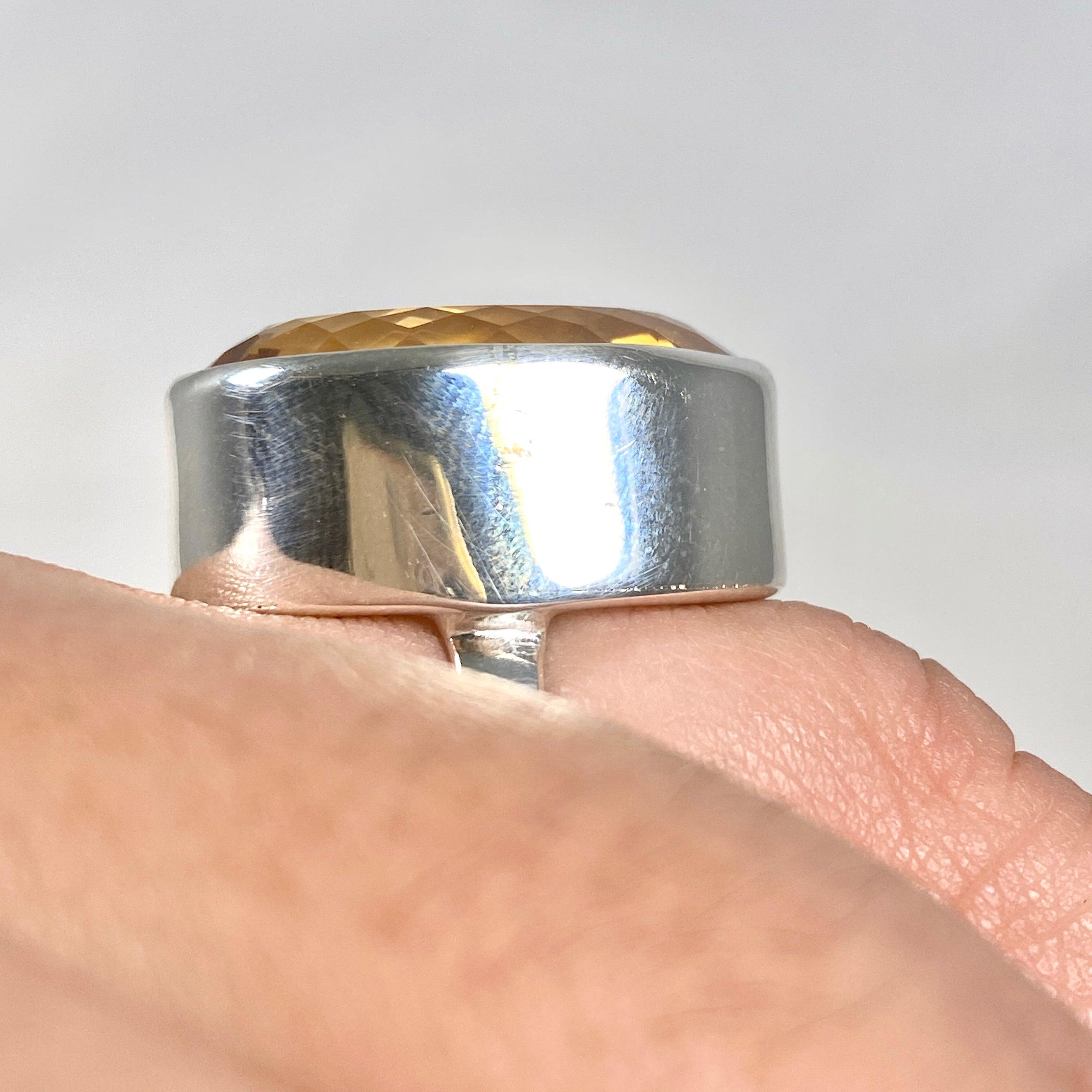 Natural Citrine Faceted Oval Ring - Size 11 - KRGJ2835 - Elegant Jewelry for Women, Perfect for Weddings, Parties & Everyday Wear