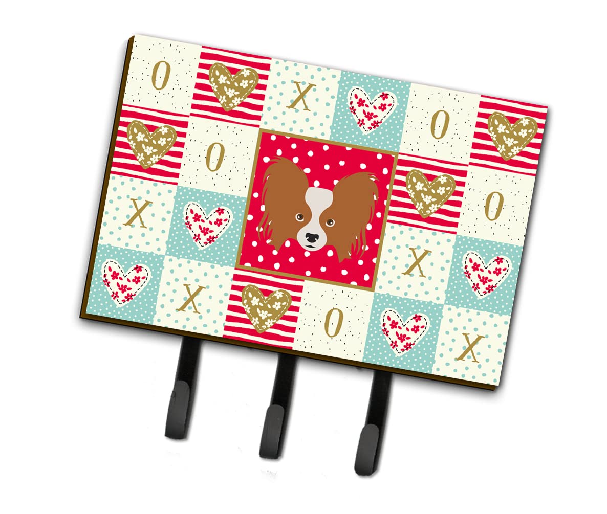 Caroline's Treasures Multicolor Papillon Love Leash & Key Holder Hooks - Perfect for Dog Walking & Home Organization