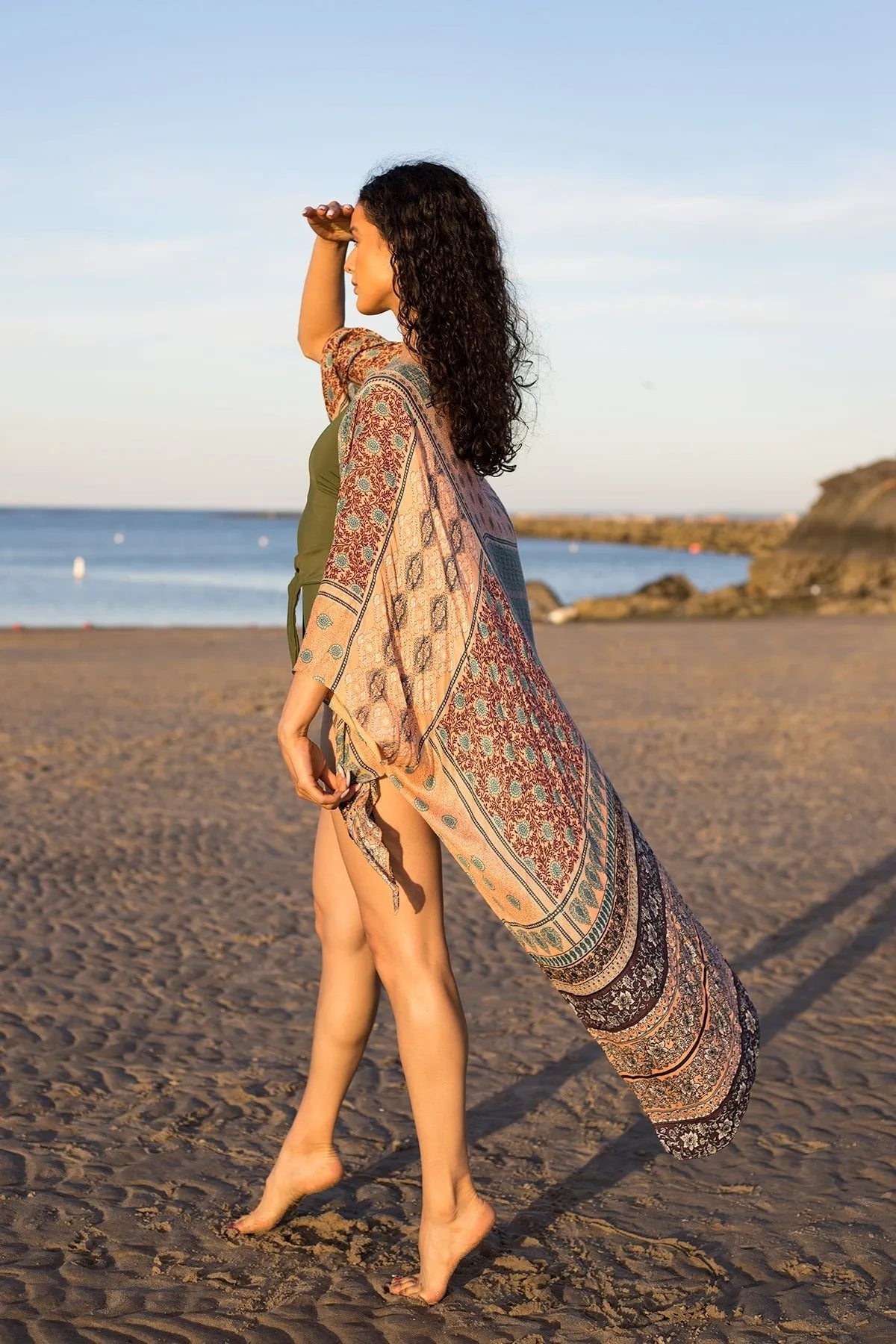 Stylish Tropical Print Kimono Cover Up - Lightweight Beachwear for Women - Perfect for Poolside, Vacation & Summer Outfits