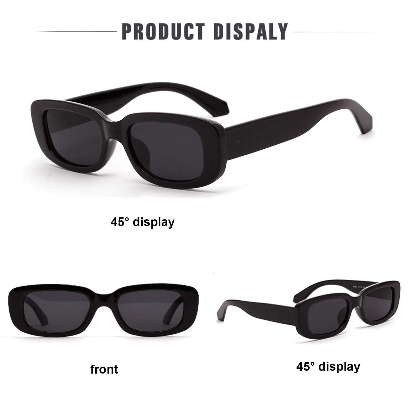 Trendy Retro 90s Rectangle Sunglasses for Women & Men - Vintage Black Square Frame Y2K Eyewear - Perfect for Beach, Driving & Fashion Outfits