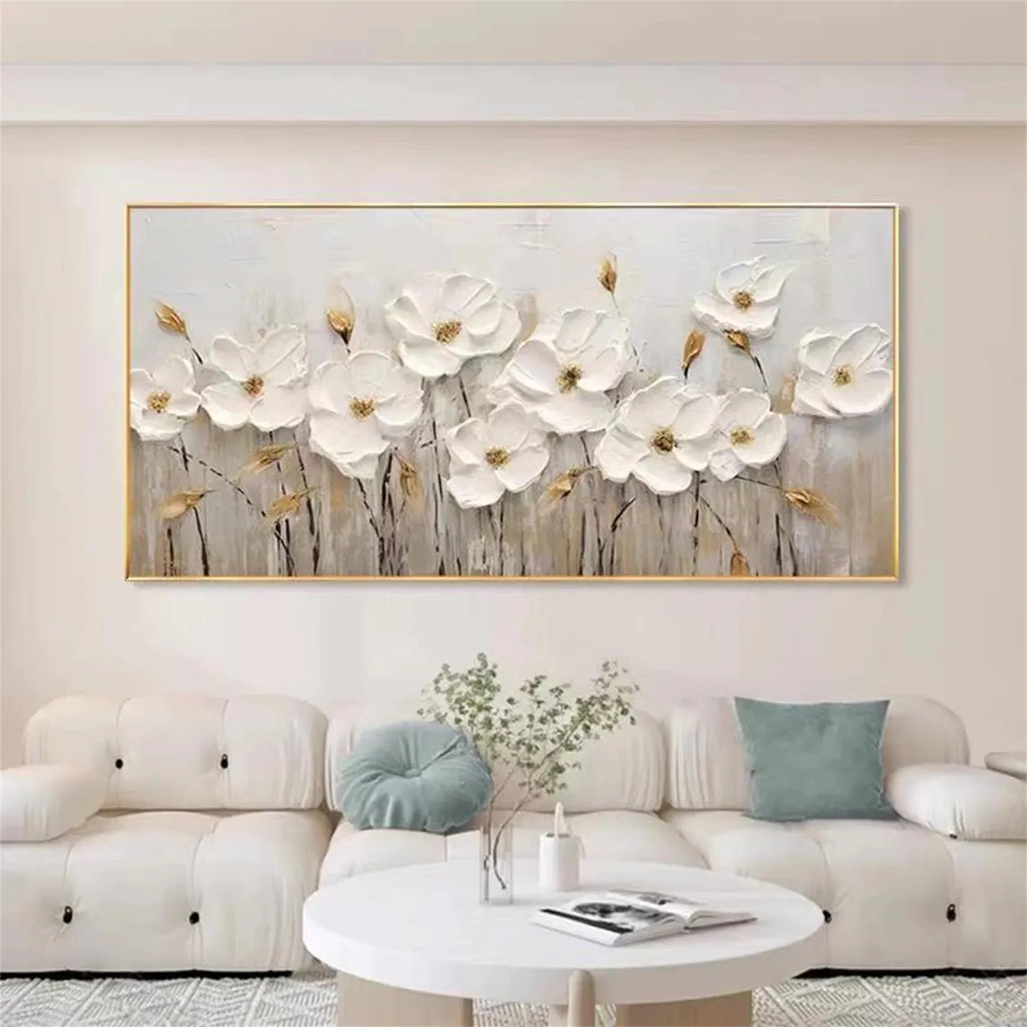Flower and Tree Painting #FT109 - Handmade Canvas Wall Art for Home & Office Decor - Perfect for Living Room, Bedroom, or Gift