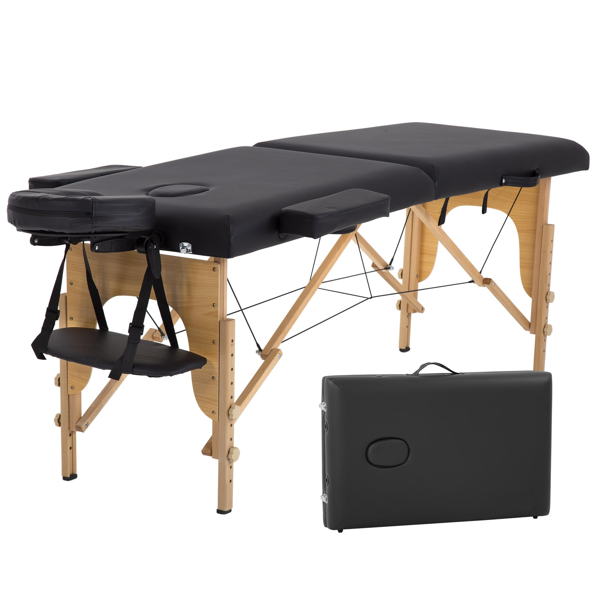Portable Massage Table 24 Inch Wide - Adjustable Height Folding Spa Bed with Towel Hanger, Oil Pouch & Non-Woven Bag | Professional Massage Therapy, Home Spa, Salon & Beauty Treatments