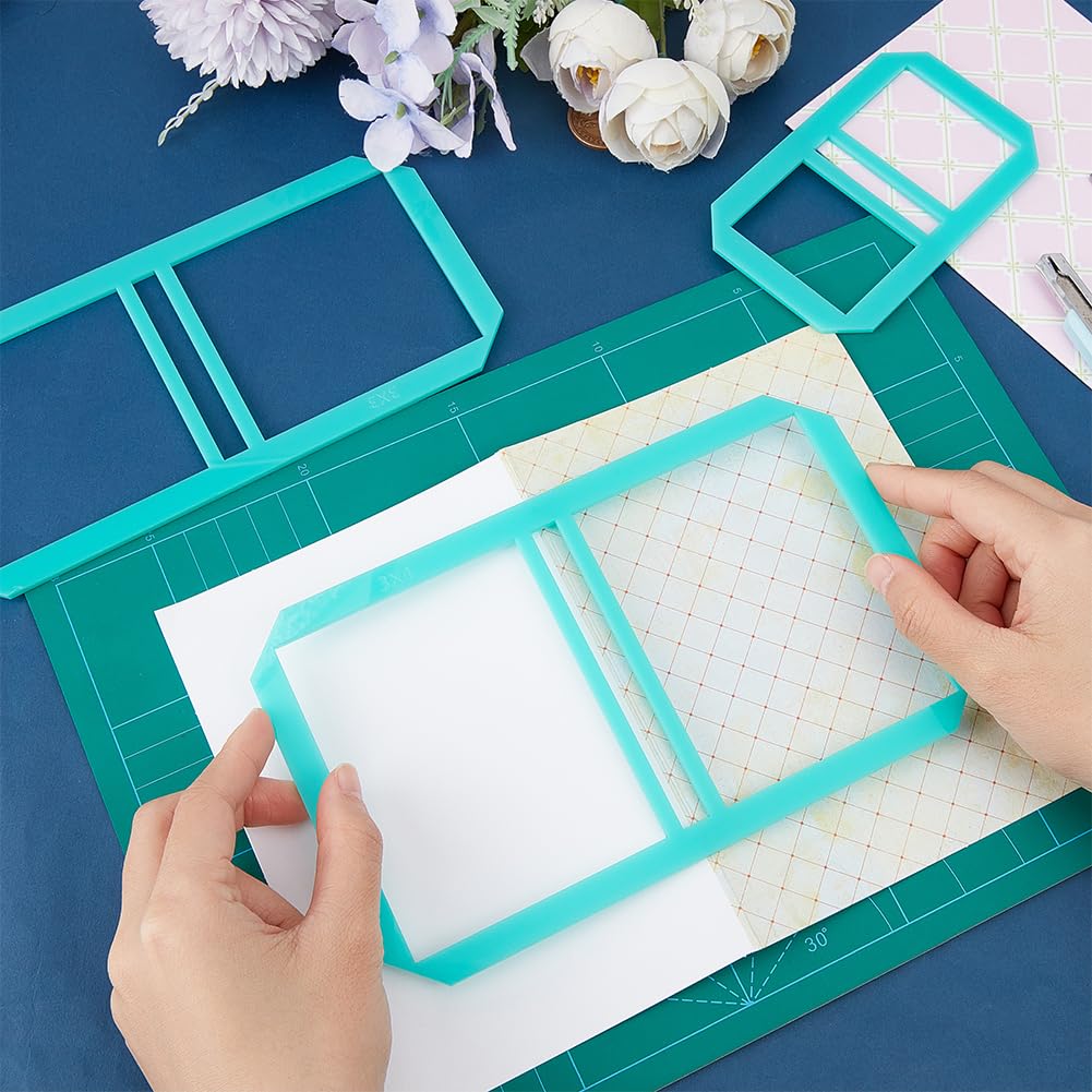 BENECREAT 3Pcs Mini Bookbinding Kit - Acrylic Sticky Notes Guide, Stencil Template & Ruler for DIY Notebook, Journal, Scrapbooking - Perfect for Handmade Books, Planners & Craft Projects