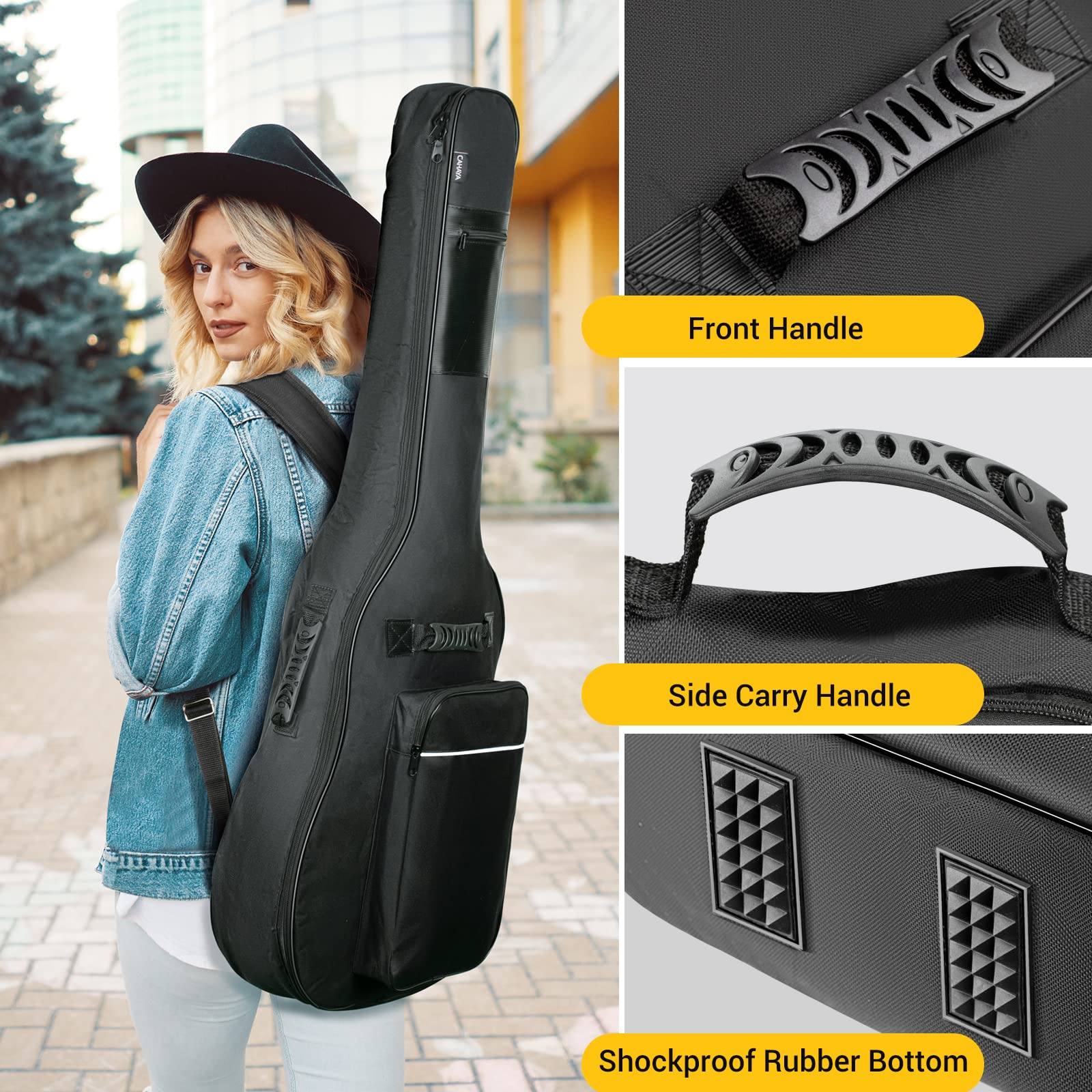 Premium CAHAYA Acoustic Guitar Bag - Thick Padded 0.5in Sponge, Water Resistant Case for 40-42 Inch Guitars | Perfect for Travel, Gig & Storage Protection