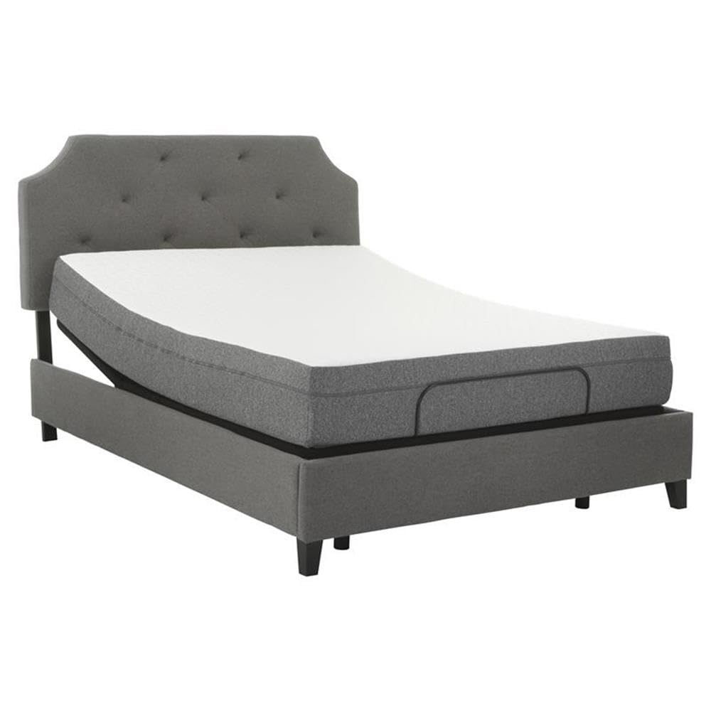Pemberly Row 10 Inch Gel Memory Foam Twin Size Long Mattress with Model H Bed Frame in White - Perfect for Kids' Rooms, Guest Beds & Small Spaces