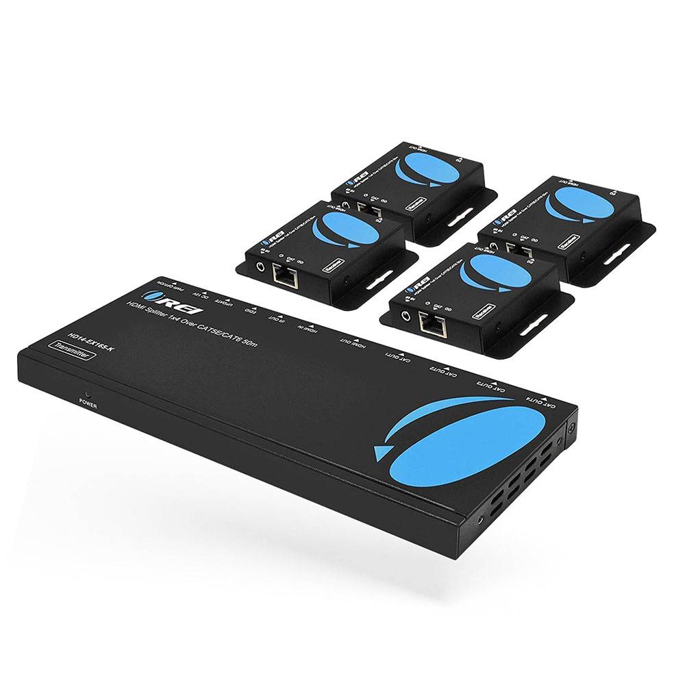 1x4 HDMI Extender Splitter Over CAT6 Cable - 4K 60Hz HDR Up to 165ft (70m) - HD14 EX165 K for Home Theater, Gaming & Conference Room Setup