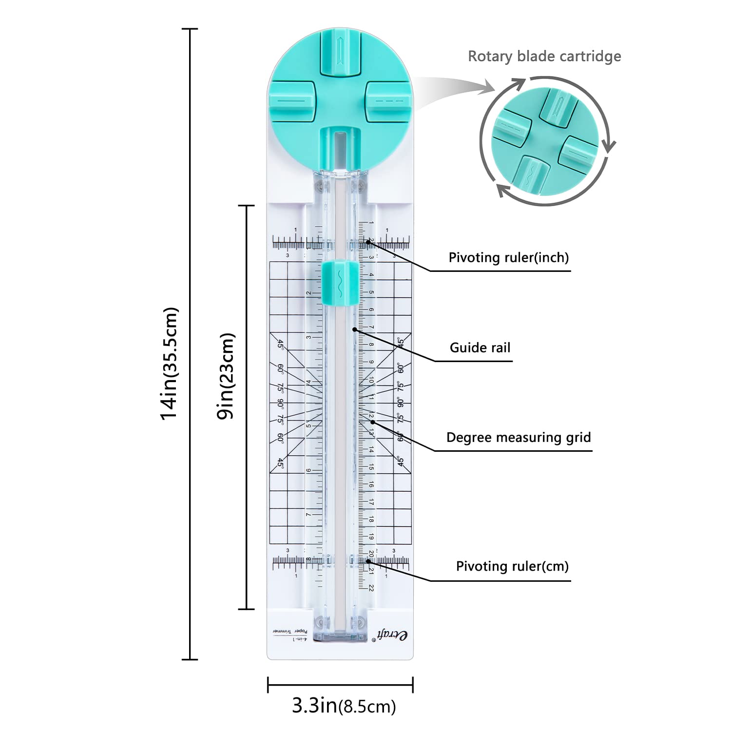 Multi-Function Paper Trimmer & Scrapbooking Tool - 4 Dial Blades (Straight, Wave, Dotted, Perforated) for Cutting Paper, Photos, Coupons, Cards | Perfect for Crafting, Scrapbooking, Office & Home Use