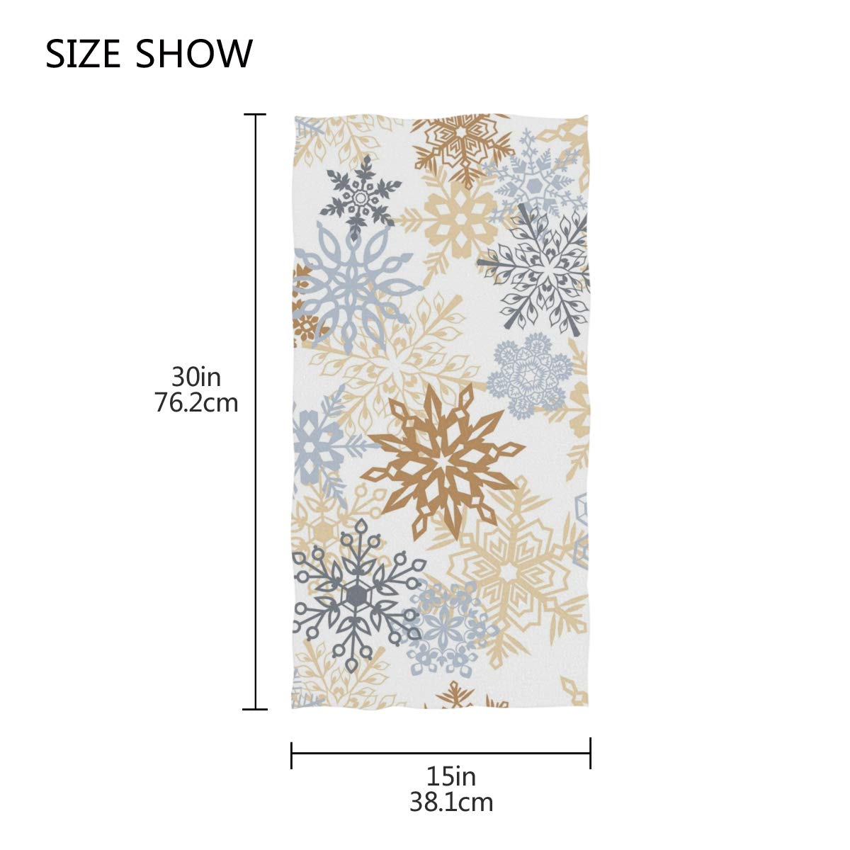 Premium Gold & Blue Snowflake Hand Towels 16x30 Inch - Ultra Soft & Highly Absorbent Christmas Winter Bath Towels for Bathroom Decor - Perfect Holiday Gift for Home, Kitchen & Guest Use