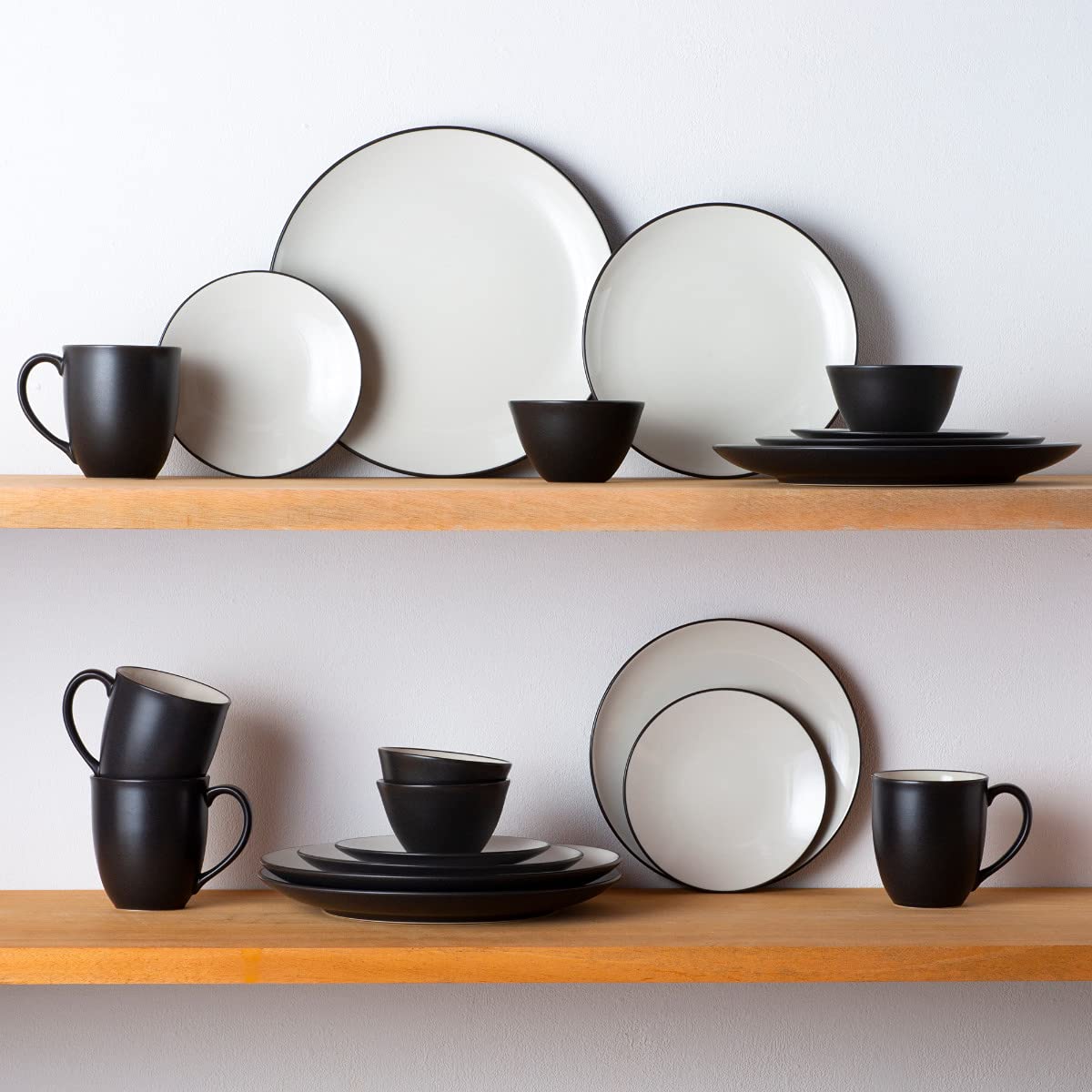 Noritake Colorwave Graphite 20-Piece Dinnerware Set - Black & Gray Stoneware Plates, Bowls & Mugs - Modern Dinner Set for Everyday Use & Entertaining