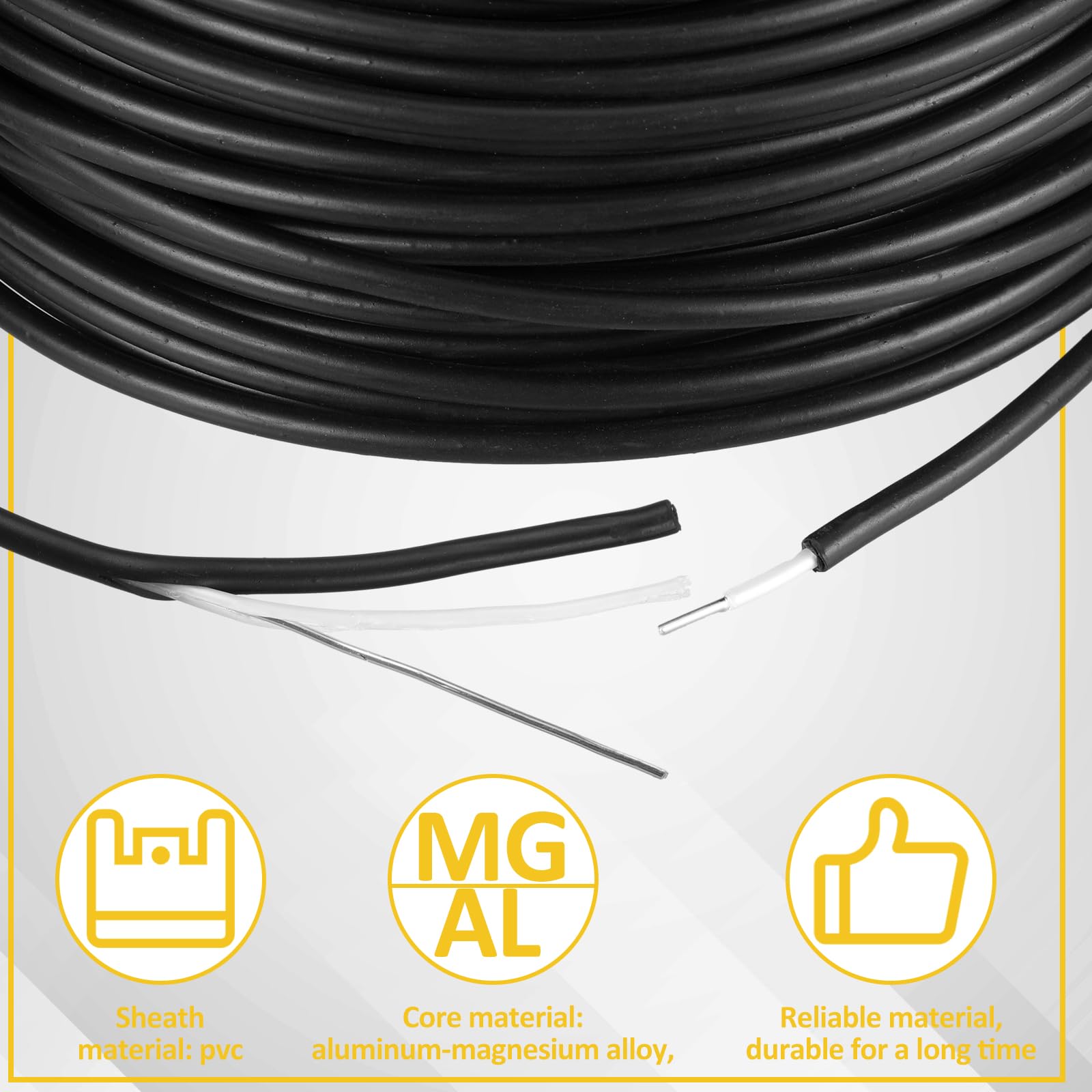 Kanayu 12 Gauge Double Insulated Underground Electric Fence Wire - 164ft Hard Cable with Plastic Reel for Livestock Containment & Farm Security | Weatherproof & Durable for Outdoor Use