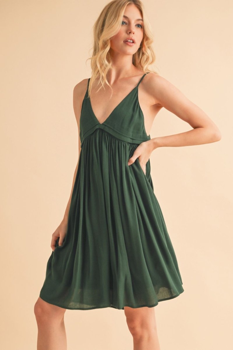 Aemi + Co Ruched Plunge Mini Cami Dress - Sexy Night Out Party Dress for Women, Perfect for Club, Date Night & Evening Events