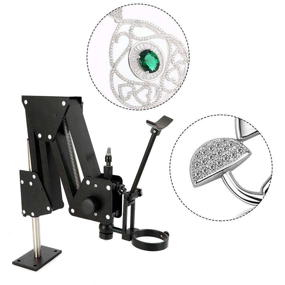 85mm Black Aluminum Alloy Jewelry Microscope Stand - 360° Multi-Directional Adjustable Gemstone Inlaying Tool for Jewelers, Watch Repair & Hobbyists (Ideal for Ring Making, Engraving & Precision Work)