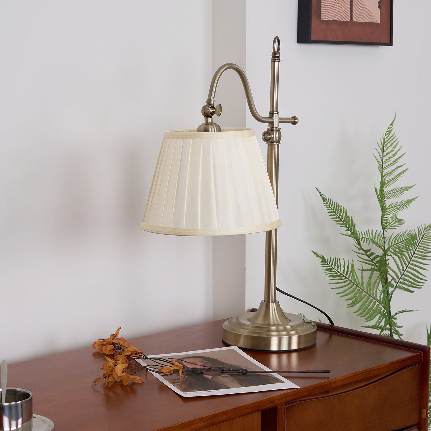 Suffolk Table Lamp - Modern LED Desk Lamp with Adjustable Brightness & USB Charging Port for Home Office, Bedroom, and Study Room
