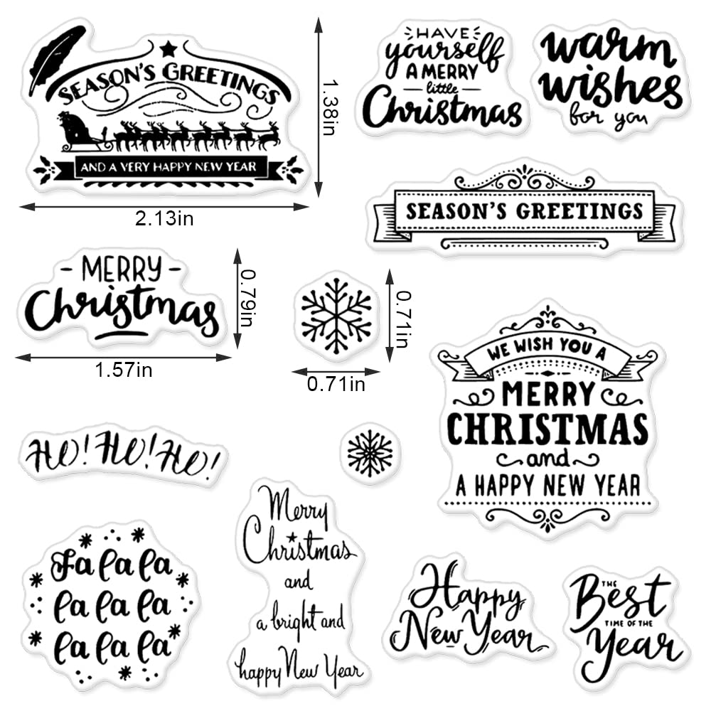 Christmas Clear Stamps Set - Holiday Card Making & Scrapbooking Supplies - Transparent Rubber Stamps with Blessing Words for DIY Greeting Cards, Photo Albums, Journals - Perfect for Holiday Crafts, Gift Wrapping & Memory Keeping