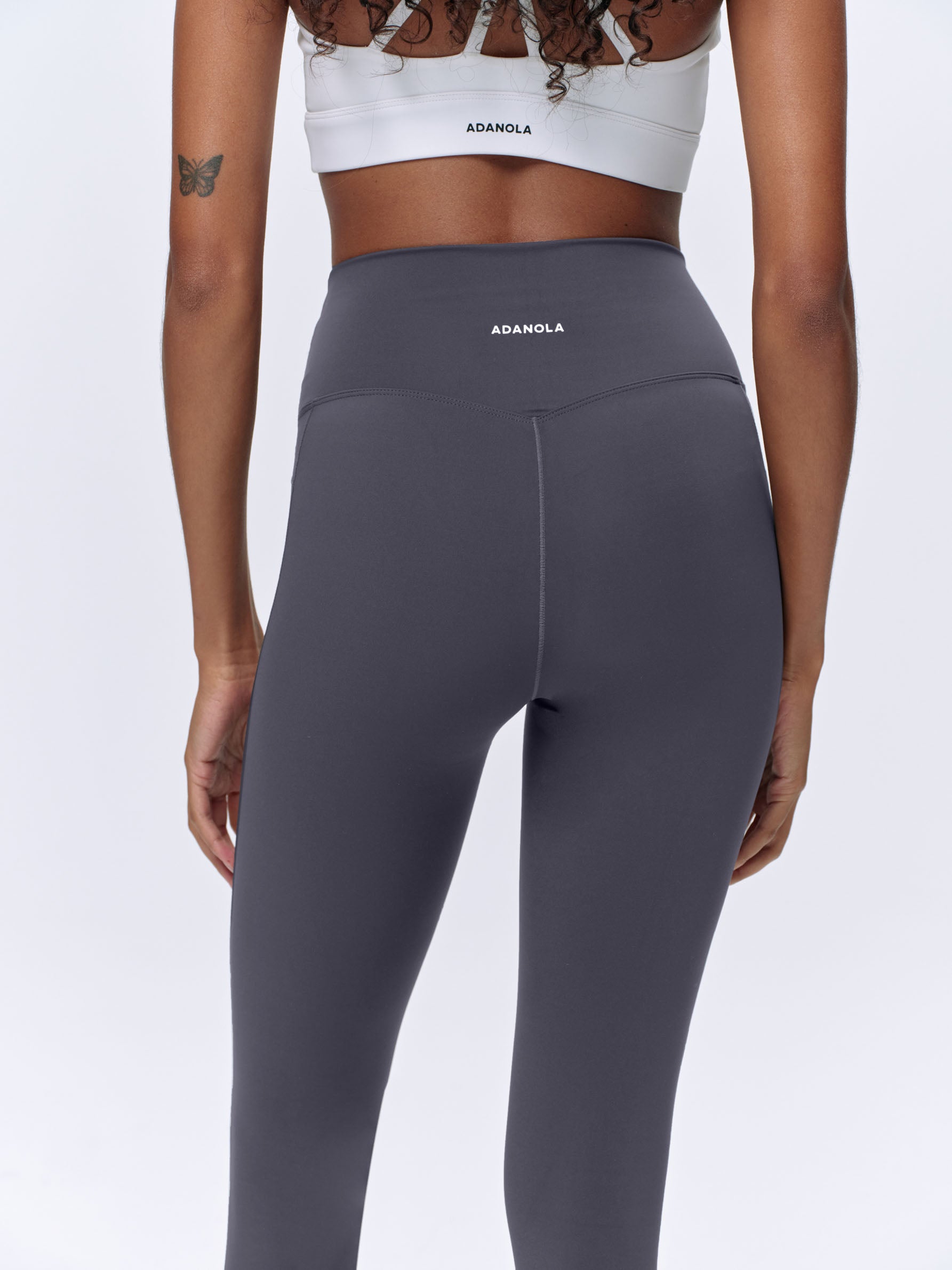 Ultimate Seam Detail Zip Pocket Leggings - Dark Grey | High Waisted Workout Yoga Pants for Women | Gym Running Travel & Everyday Wear