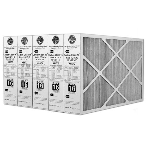 Lennox X6672 Healthy Climate MERV 16 Carbon Coated Air Filter (5 Pack) - Perfect for HVAC Systems, Allergies & Home Air Purification