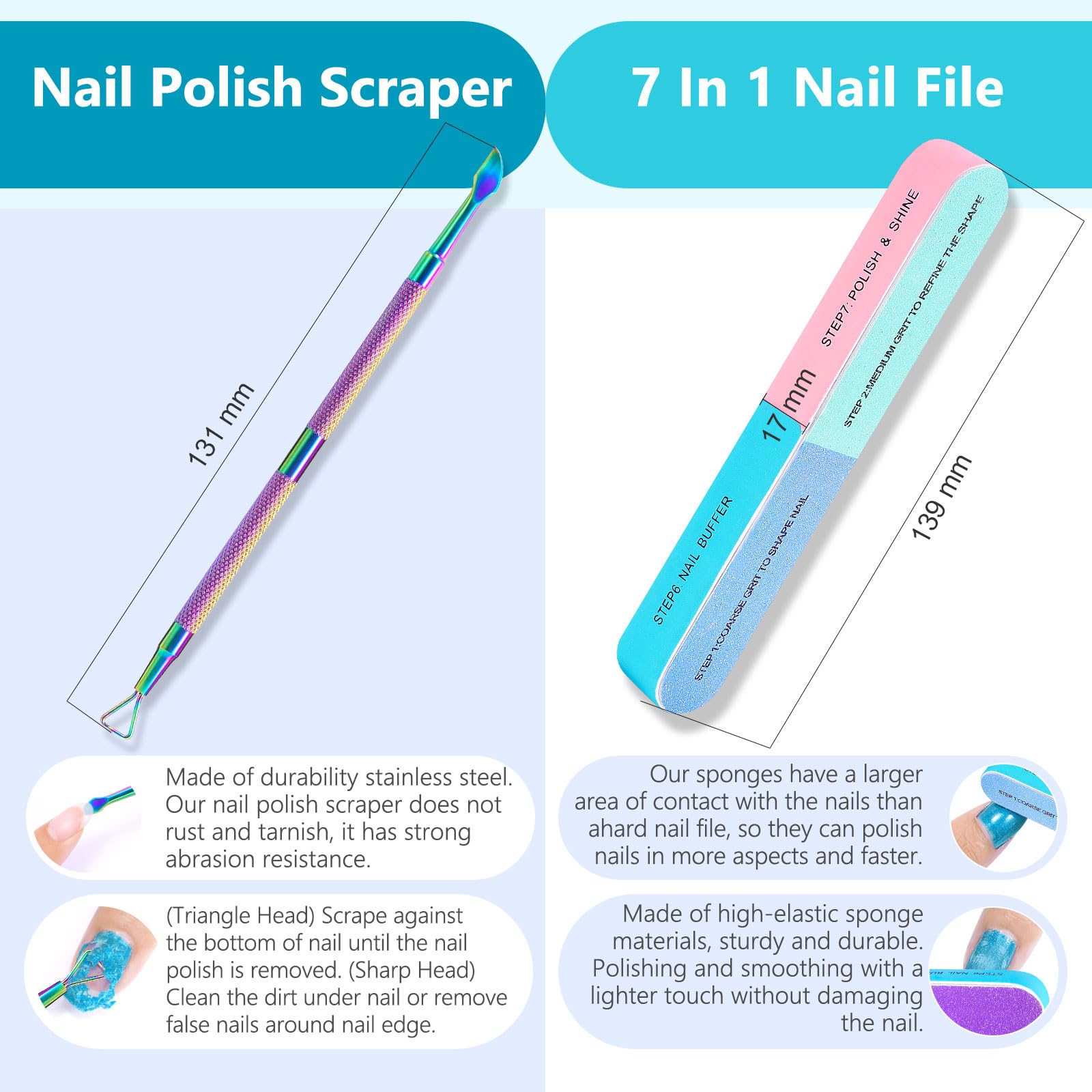Professional Gel Nail Polish Remover Kit - 0.5 Fl Oz with Nail File & Scraper Tool | Fast Acting Formula Removes Gel Polish in 3-5 Minutes | Gentle on Nails | Perfect for Home Manicures & Salon Use