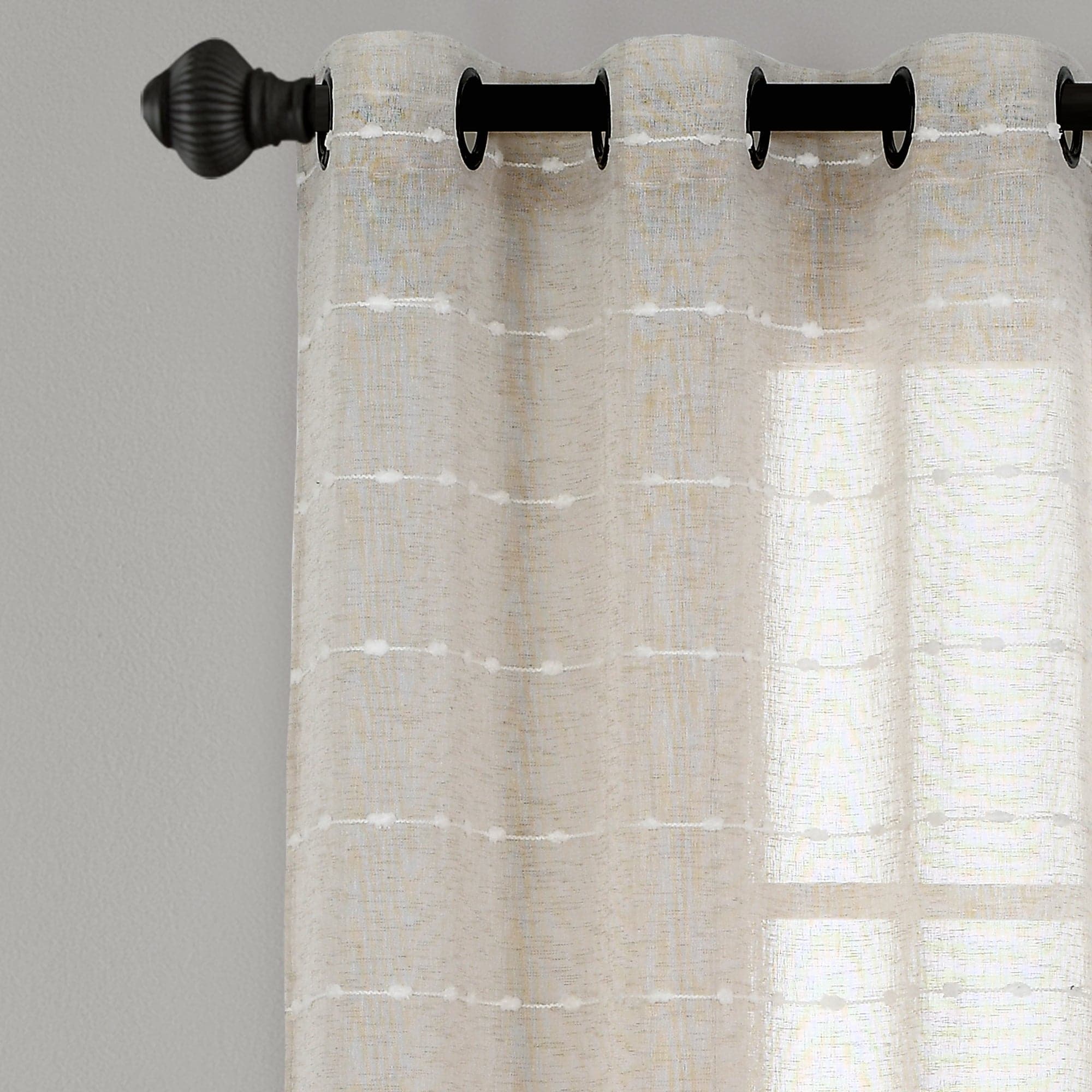 Farmhouse Style Textured Grommet Sheer Window Curtain Panels - Light Filtering Semi-Transparent Drapes for Living Room, Bedroom & Kitchen - Set of 2 Panels (84 Inches Long)