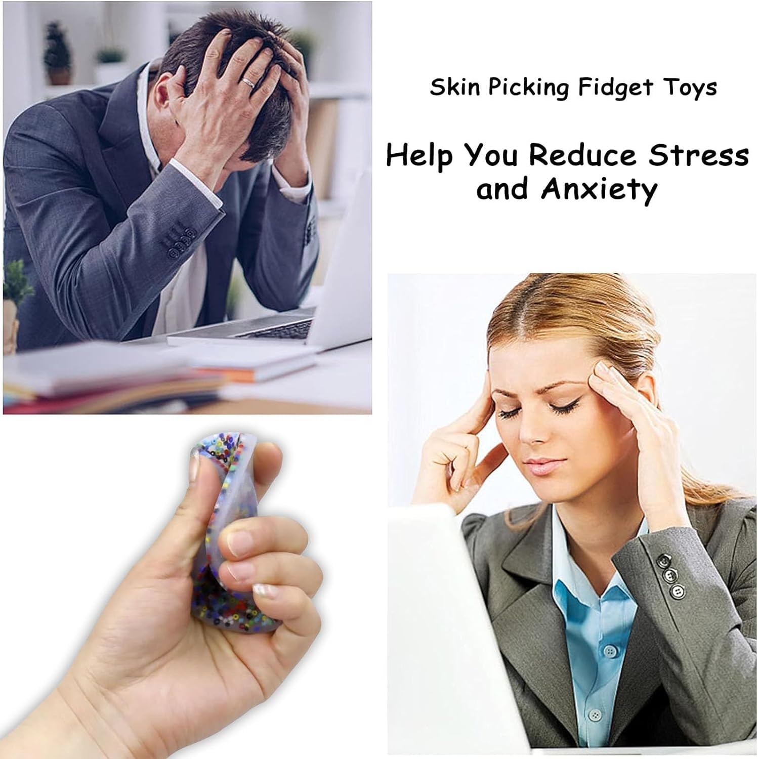 **Skin Picking Fidget Toys for Adults - 2Pcs 4-Inch Sensory Pads for Dermatillomania, ADHD & OCD Relief - Stress Relief & Anxiety Management for Home, Office & Travel**