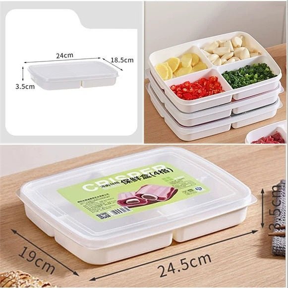 4-Piece Stackable Food Storage Container Set with 4 Compartments - BPA-Free, Freezer & Microwave Safe | Perfect for Meal Prep, Leftovers & Organizing Pantry | SKU S1334