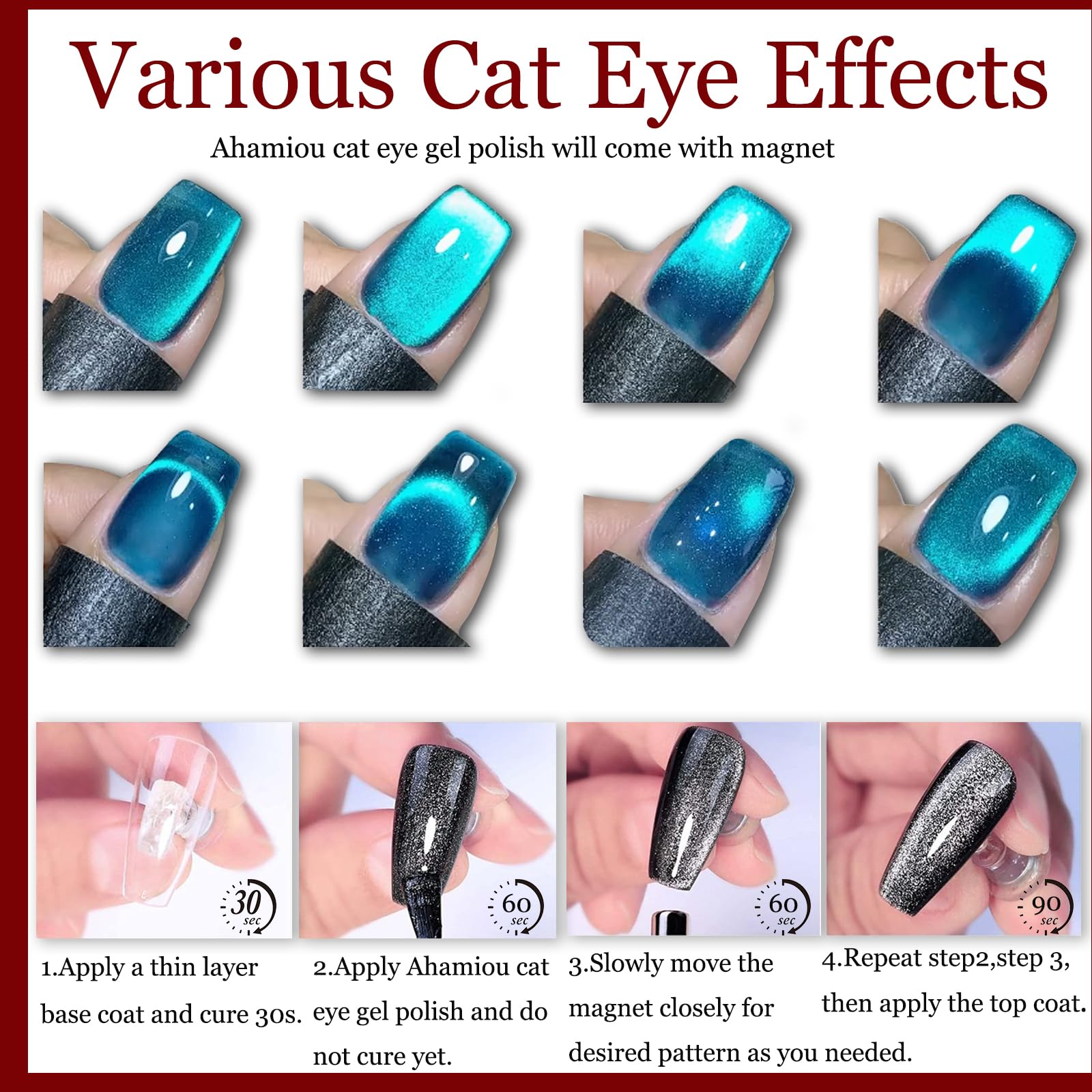 Cat Eye Gel Nail Polish - Blood Red UV/LED Gel Polish with Magnet Stick (10ml/0.35oz) for DIY Nail Art | Long Lasting & Vibrant Colors | Perfect for Summer Manicures, Parties & Special Occasions