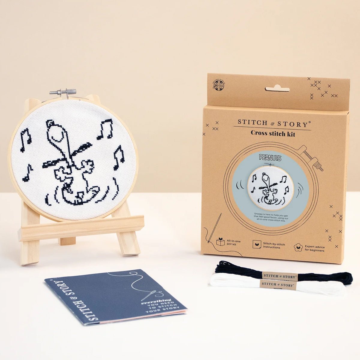 Snoopy Dance Cross Stitch Kit for Beginners - Complete DIY Embroidery Set with Pattern, Thread & Needle - Perfect for Home Decor, Gifts & Relaxation