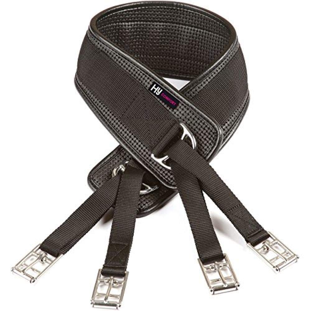 Hycomfort Humane Waffle Girth for Horses - Breathable Black Horse Girth 56 Inch - Perfect for Trail Riding, Dressage & English Riding