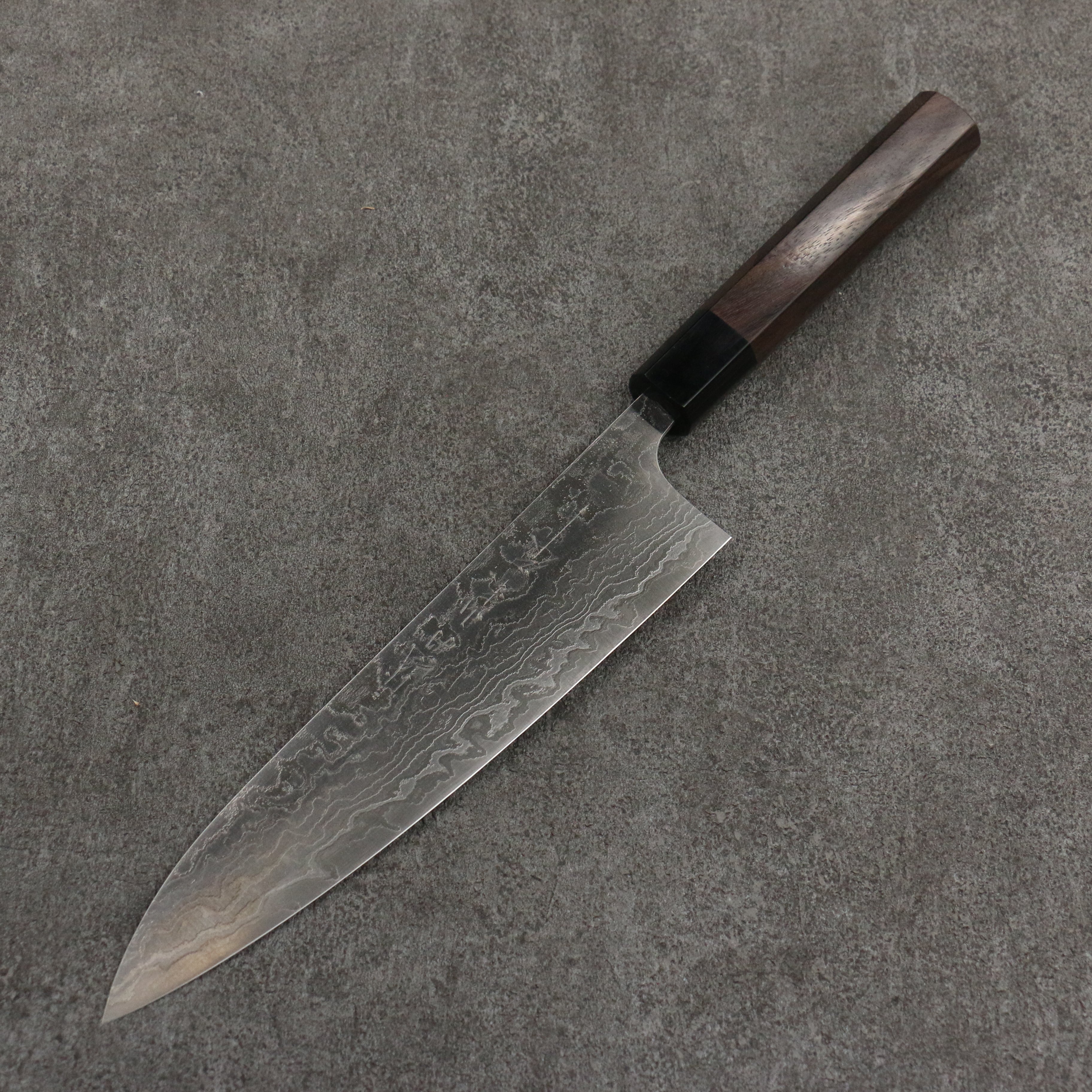 Premium Nao Yamamoto SG2 Damascus Gyuto Knife 210mm - Handcrafted Japanese Chef Knife with Rosewood Handle & Black Pakka Wood Ferrule - Perfect for Sushi, Meat Slicing & Professional Kitchen Use