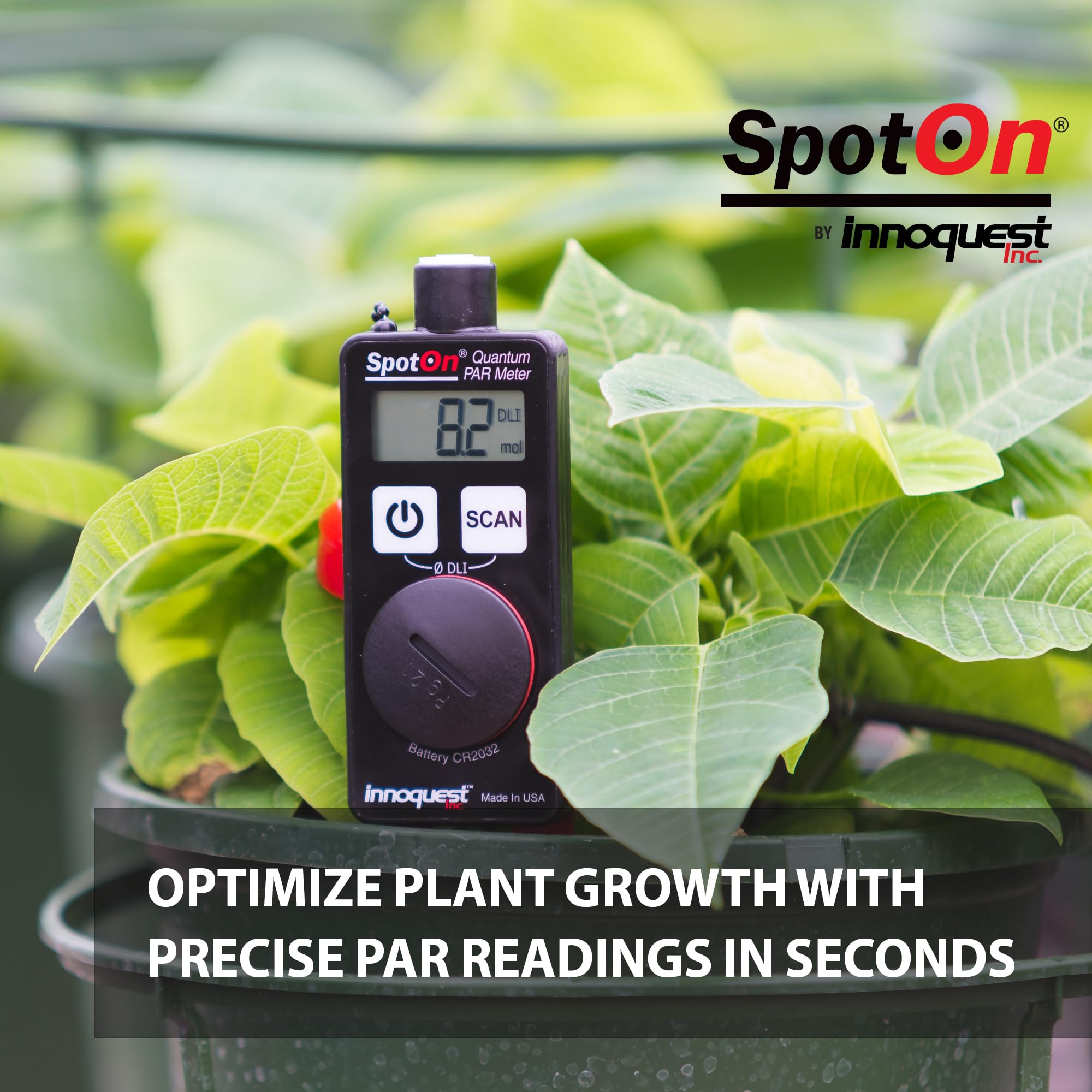 Professional SpotOn Quantum PAR Meter - High Accuracy Grow Light Tester with DLI Mode | IP65 Waterproof for Indoor, Outdoor, Greenhouse & Aquarium Plants | Perfect for Hydroponics, Cannabis Cultivation & Horticulture Lighting Measurement